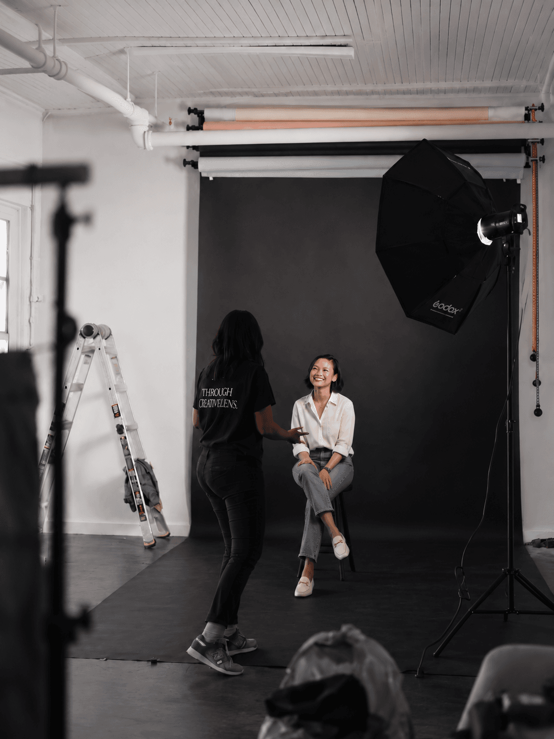 Behind the scenes on a Mary Mac Communications photo shoot